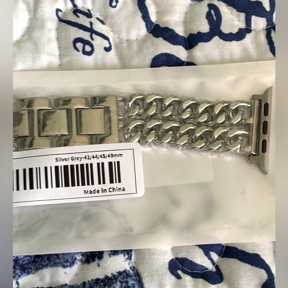 Polished Silver Cuban Link Watch Band Bold Design